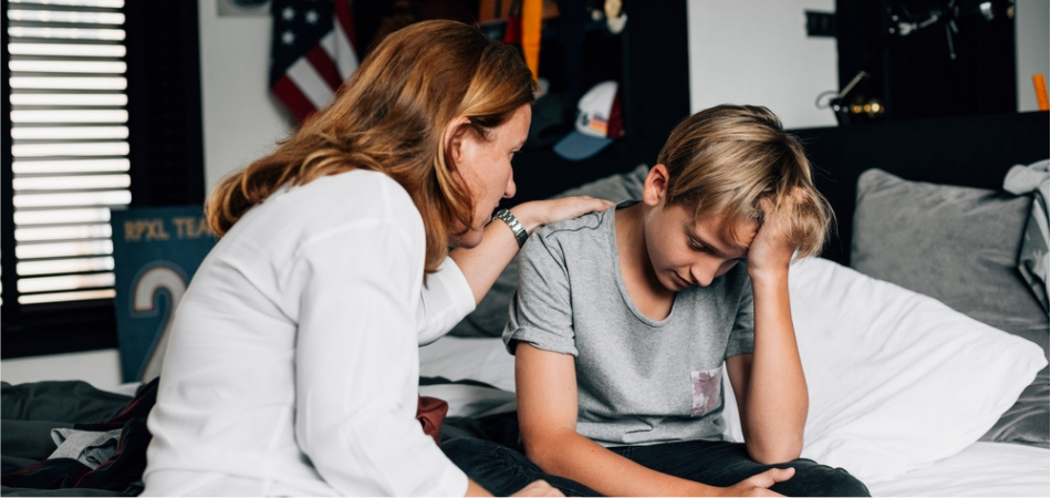 Mom talks to her teenage son with a soft tone, getting him to open up about his addiction.