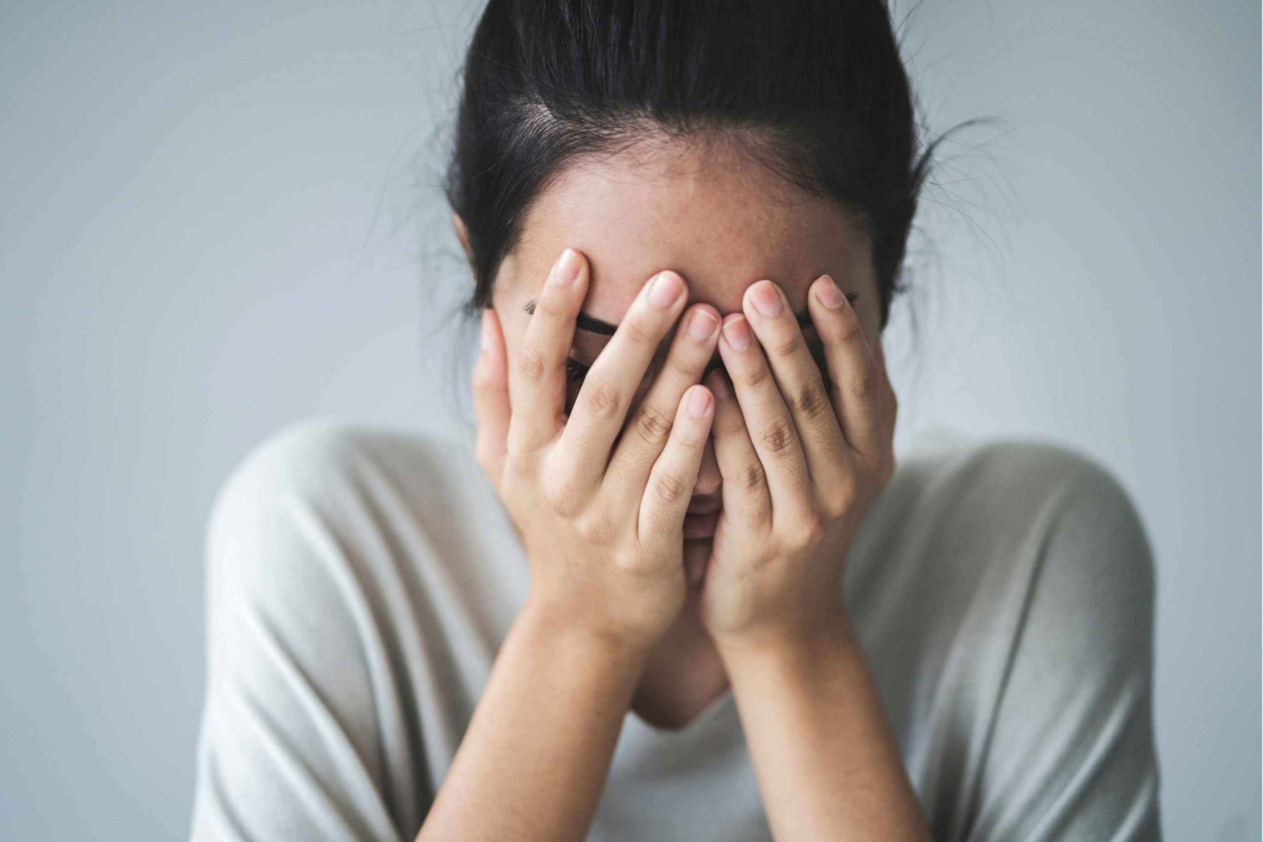 A female teen suffering from anxiety; this could lead to self-harm. 