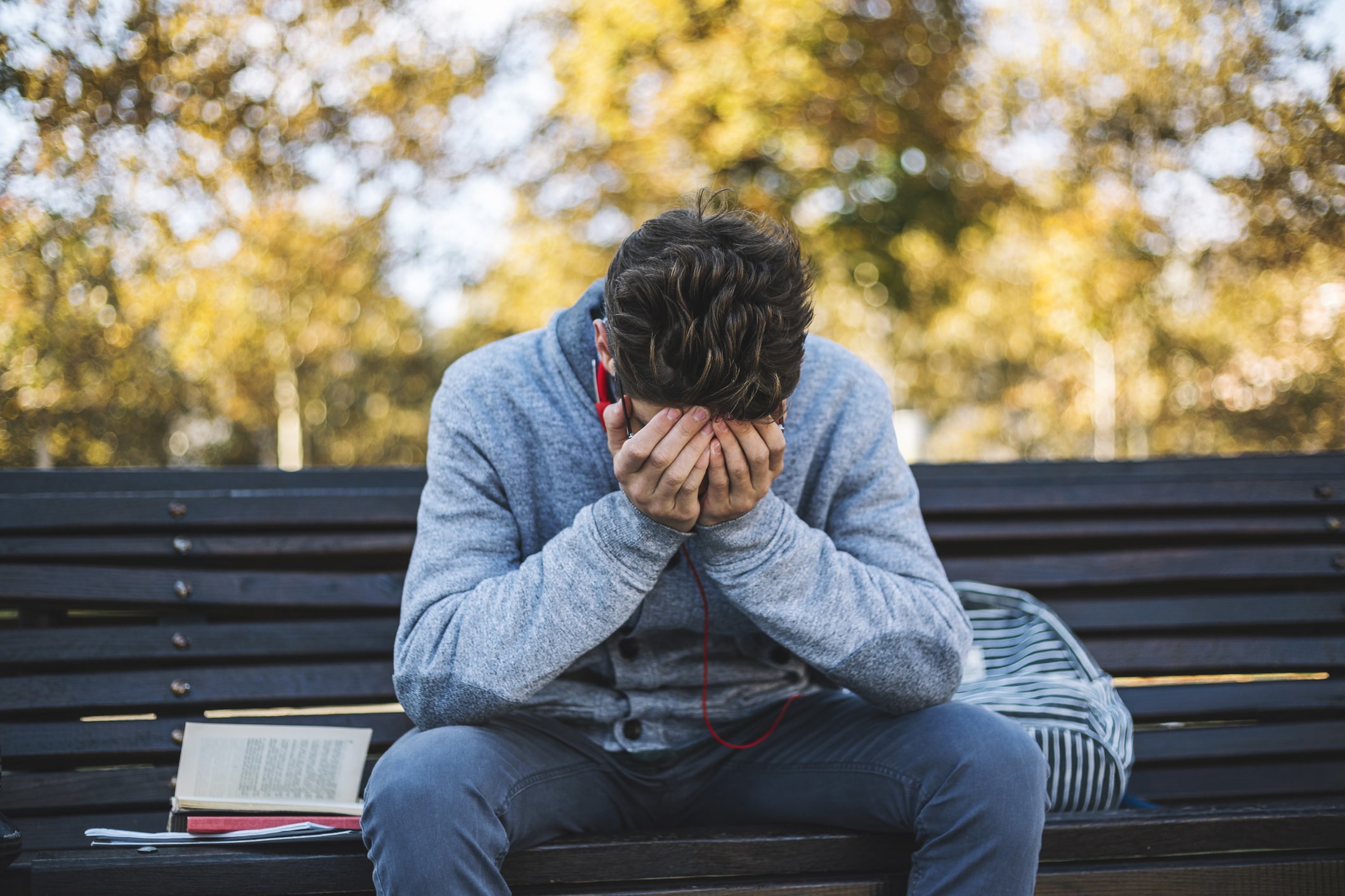 Male teen is suffering from anxiety and this could lead to self-harm.