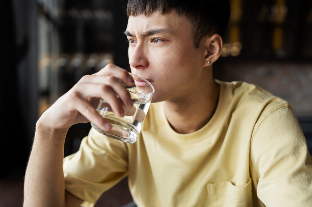 A male teen is under the influence of alcohol; and in need of detox. 