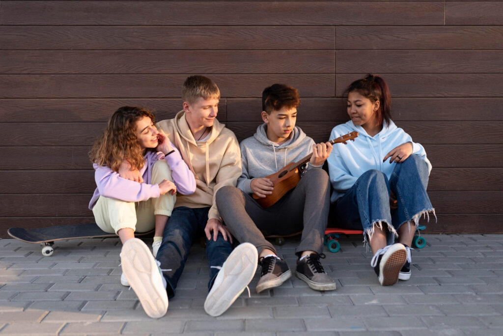 Teens showing signs of drug addiction often unite for comfort as shown here.