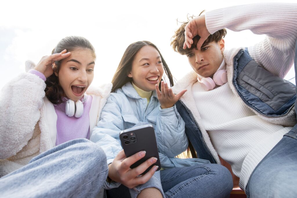 3 teens surfing the internet and they're surprised by what they see.