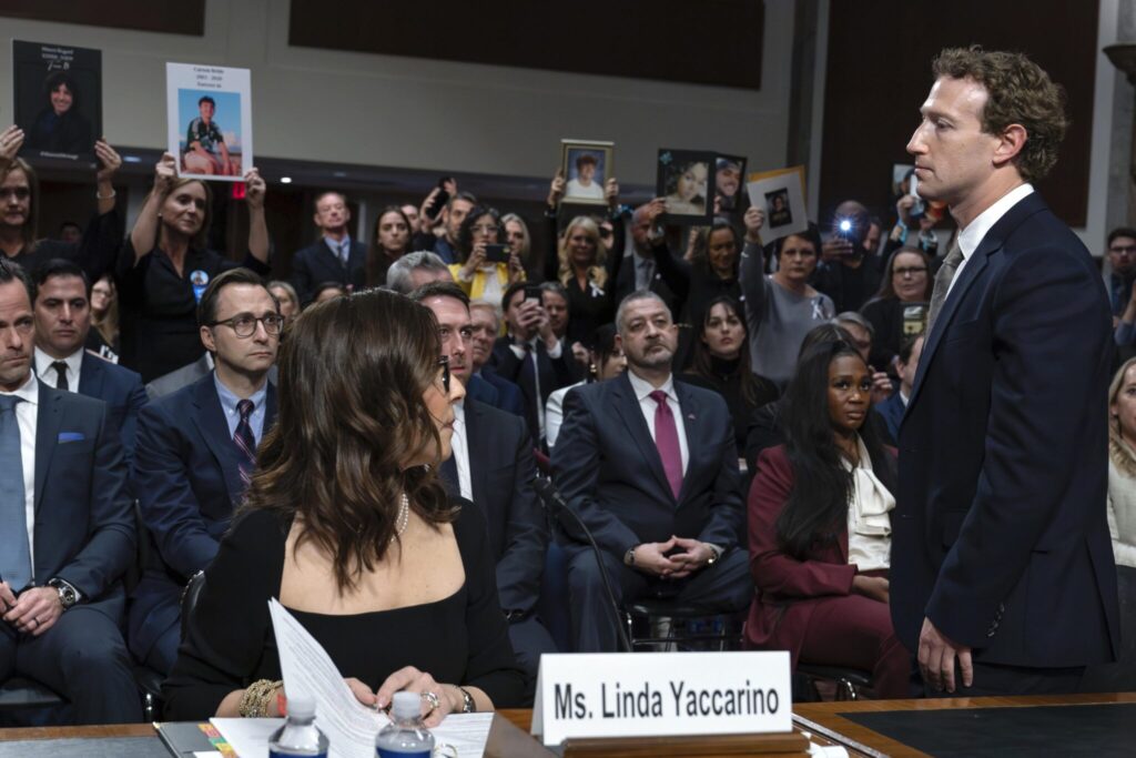 The CEOs of tech giant companies testifying before Congress.