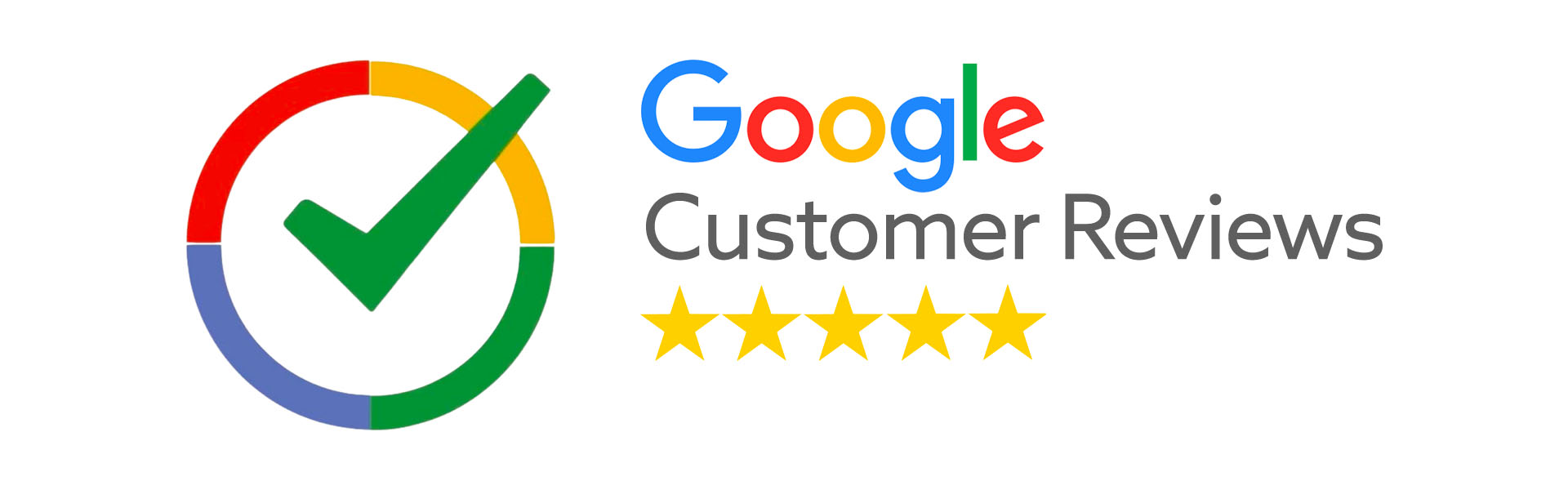 Google Customer Reviews badge with a green checkmark inside a multi-colored circle and five gold stars, indicating high satisfaction and trust—ideal for showcasing a rehab center's positive reputation.