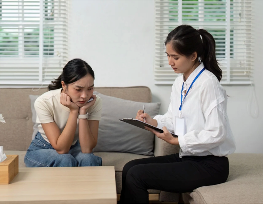 A teenager undergoing CBT with a licensed therapist
