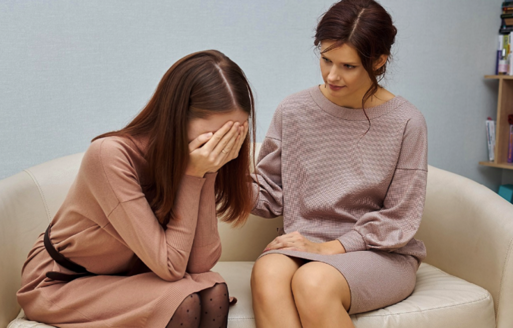 Parent having a calm, supportive conversation with their teen about fentanyl use
