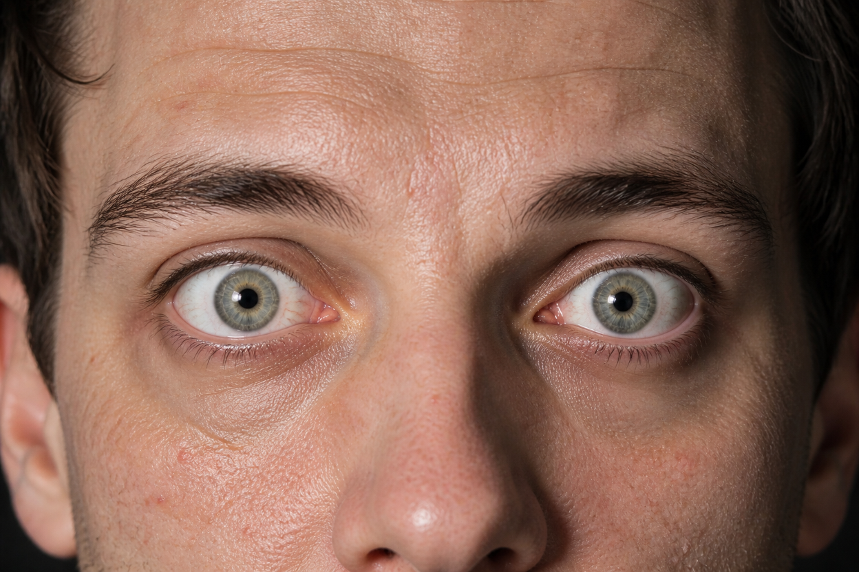 Close-up of constricted pupils, a common sign of opioid use in teens