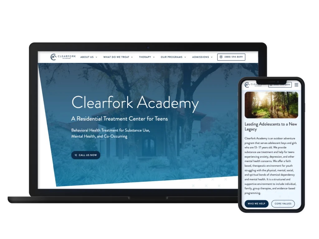 The Clearfork Academy residential treatment center website