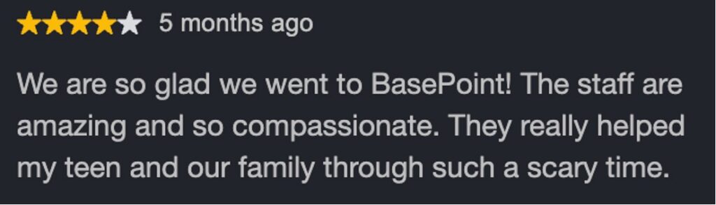 Review highlighting how BasePoint Academy helped a family 